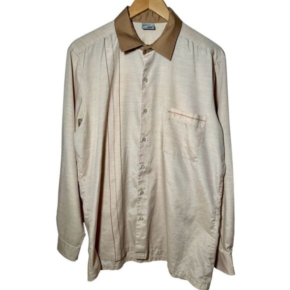 Vintage 70s I Miller Canada 80/20 Polyester Button Down Shirt Brown Men’s Large - Picture 1 of 5